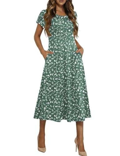 Hotouch Women's Short Sleeve A-Line Midi Dress: $26.97