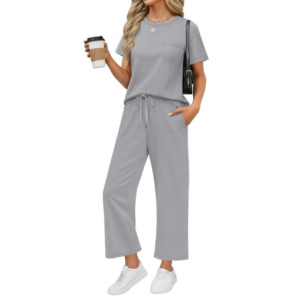 Fantaslook Women's 2-Piece Short Sleeve Wide Leg Lounge Set: $18.99 Fantaslook Women's 2-Piece Short Sleeve Wide Leg Lounge Set: $18.99
