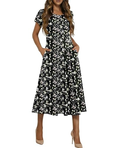 Hotouch Women's Petal Short Sleeve Floral A-Line Midi Dress: $26.97 Hotouch Women's Petal Short Sleeve Floral A-Line Midi Dress: $26.97