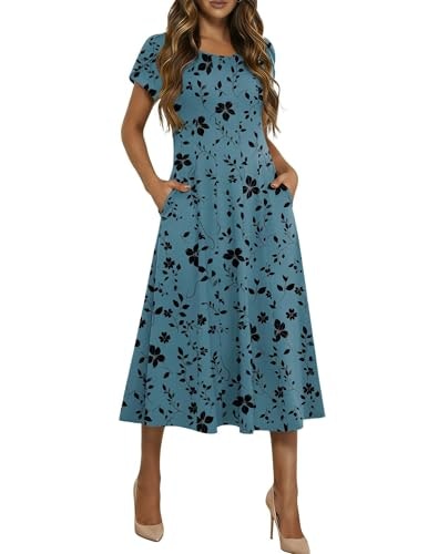 Hotouch Women's Short Sleeve Boho Midi Sundress: $19.97