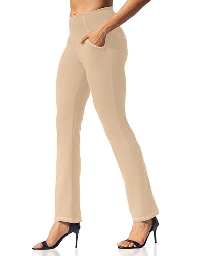 Vooveeya Women's High Waisted Straight Leg Yoga Pants with Pockets: $25.49