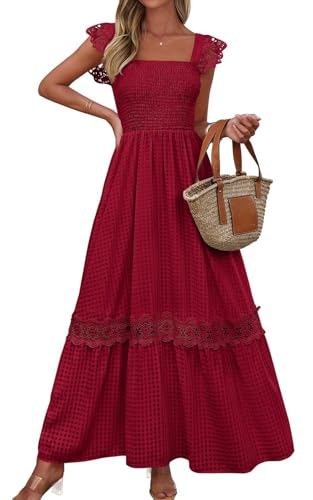 Prettygarden Women's Smocked Ruffle Cap Sleeve Maxi Dress: $37.38