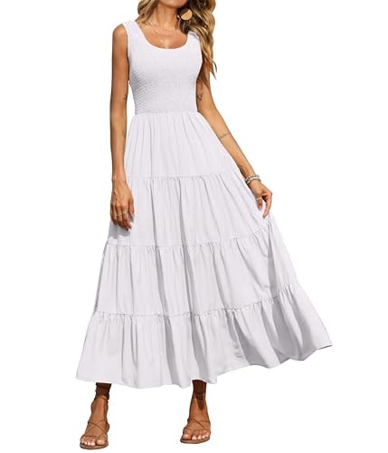 Prettygarden Women's Sleeveless Smocked Tiered Maxi Dress: $35.98
