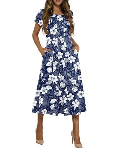 Hotouch Women's Floral Midi Swing Dress: $24.27 Hotouch Women's Floral Midi Swing Dress: $24.27
