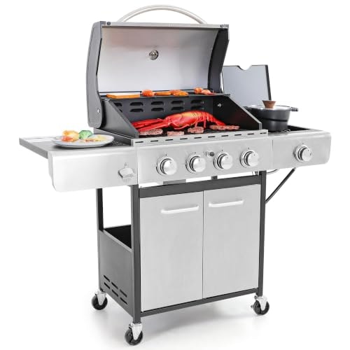 Captiva Designs 4-Burner Propane Gas BBQ Grill with Side Burner: $299.99 Captiva Designs 4-Burner Propane Gas BBQ Grill with Side Burner: $299.99