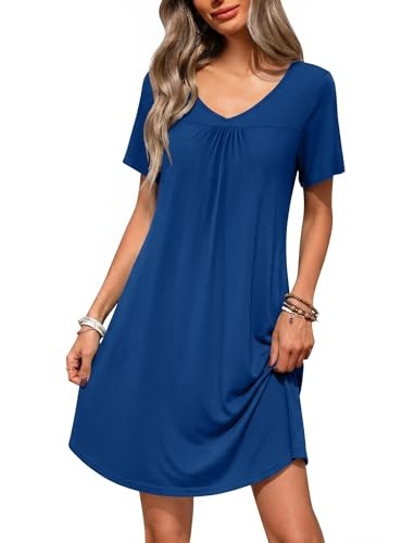 Ekouaer V-Neck Bamboo Viscose Sleep Shirt: $13.99 Ekouaer V-Neck Bamboo Viscose Sleep Shirt: $13.99