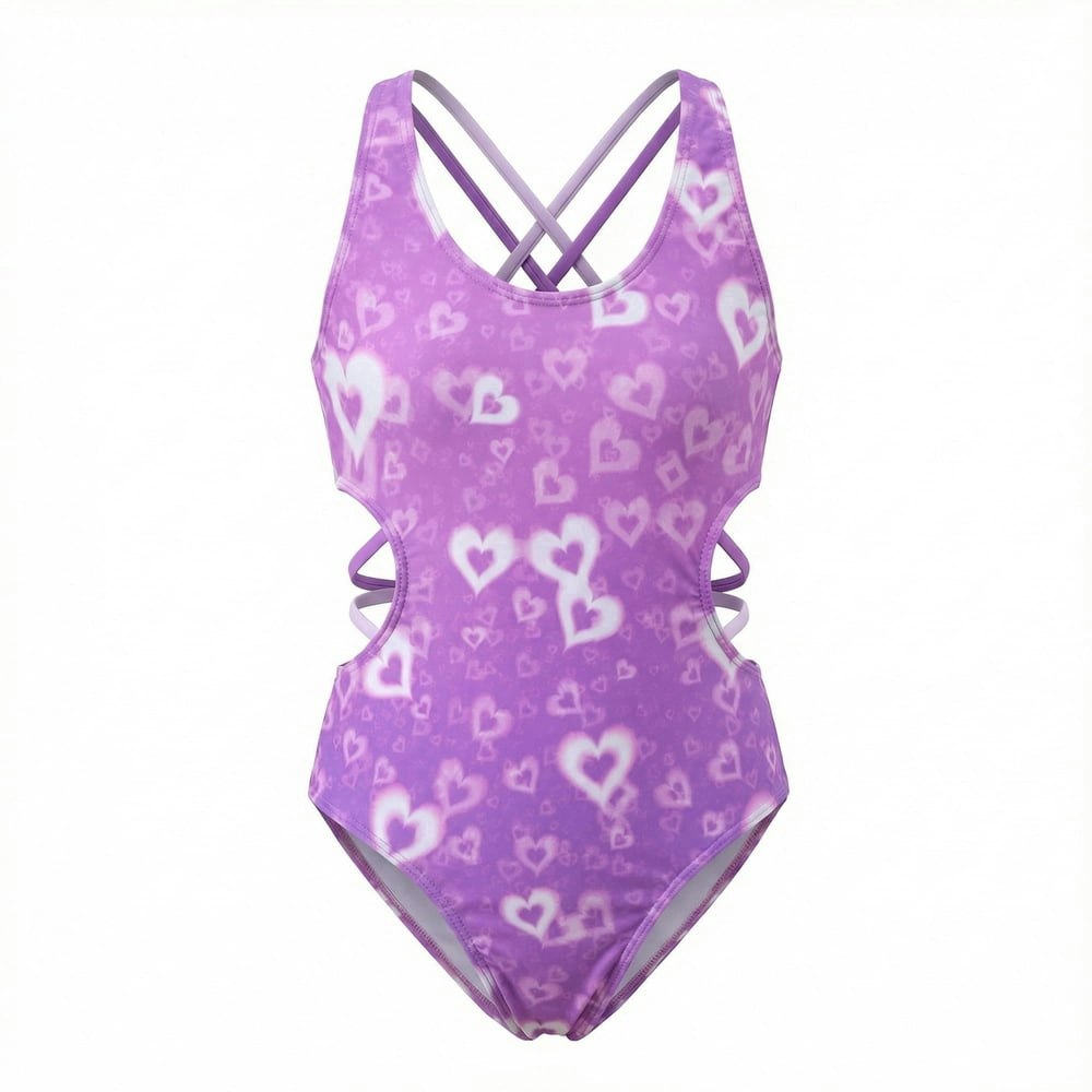 Girls' Heart Pattern One-Piece Swimsuit Size 10-12: $11.69 Girls' Heart Pattern One-Piece Swimsuit Size 10-12: $11.69
