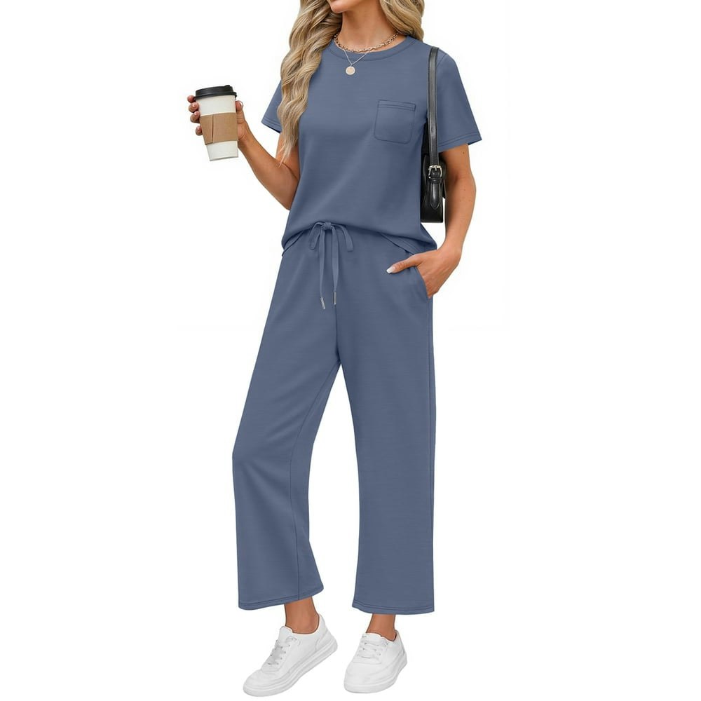 Fantaslook Women's 2-Piece Short Sleeve Wide Leg Lounge Set: $18.99 Fantaslook Women's 2-Piece Short Sleeve Wide Leg Lounge Set: $18.99
