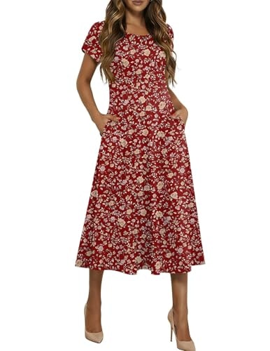 Hotouch Women's Floral A-Line Midi Dress: $24.27 Hotouch Women's Floral A-Line Midi Dress: $24.27