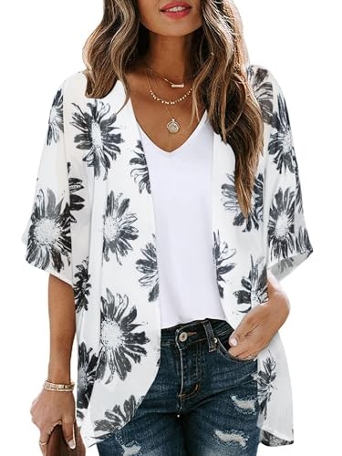 Women's Daisy Print Chiffon Kimono Beach Coverup: $11.69 Women's Daisy Print Chiffon Kimono Beach Coverup: $11.69