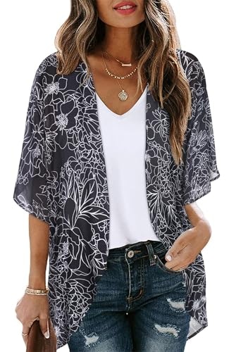 Women's Floral Puff Sleeve Kimono Cardigan: $9.99 Women's Floral Puff Sleeve Kimono Cardigan: $9.99