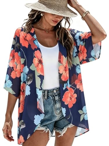 Women's Sheer Open Front Kimono Cardigan: $11.99