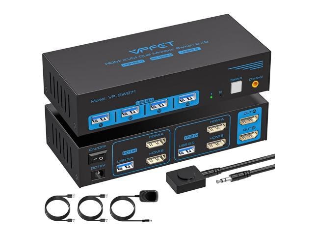 4K 120Hz Dual Monitor 2-Computer USB 3.0 KVM Switch: $116.48