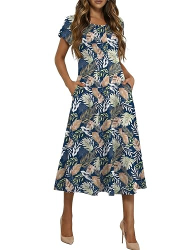 Hotouch Boho Tropical Leaf Print Midi Dress: $24.97