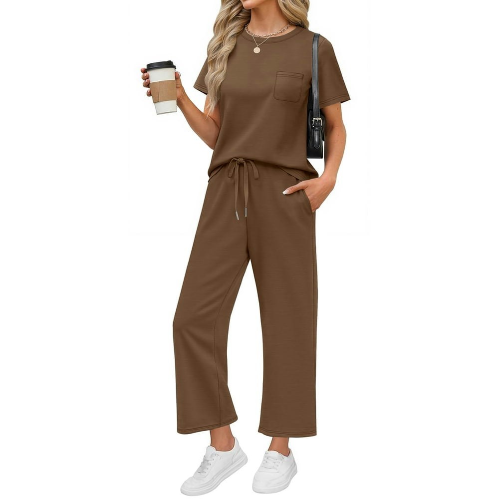 Fantaslook Women's 2-Piece Short Sleeve Wide Leg Lounge Set: $18.99