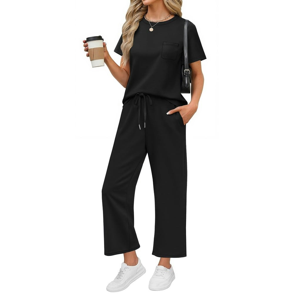 Fantaslook Women's 2-Piece Short Sleeve Wide Leg Lounge Set: $18.99 Fantaslook Women's 2-Piece Short Sleeve Wide Leg Lounge Set: $18.99