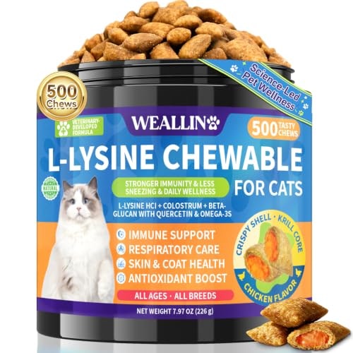 L-Lysine Immune Support Chews for Cats 500-Count: $17.84 L-Lysine Immune Support Chews for Cats 500-Count: $17.84