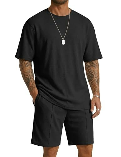 Coofandy Men's Waffle Cotton T-Shirt and Shorts 2-Piece Set: $25.19 Coofandy Men's Waffle Cotton T-Shirt and Shorts 2-Piece Set: $25.19