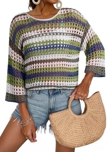 Dokotoo Women's Striped Color Block Crochet Sweater: $17.24 Dokotoo Women's Striped Color Block Crochet Sweater: $17.24