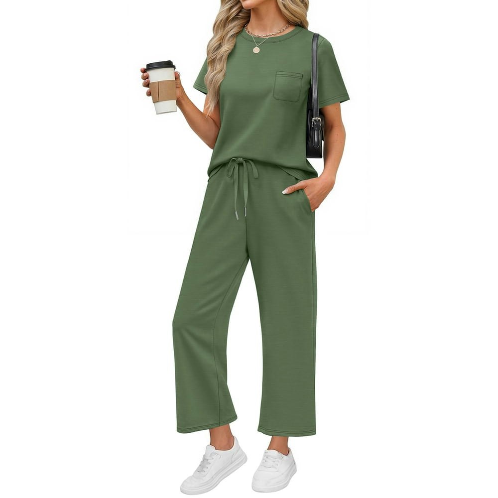 Fantaslook Women's 2-Piece Short Sleeve Wide Leg Lounge Set: $18.99 Fantaslook Women's 2-Piece Short Sleeve Wide Leg Lounge Set: $18.99