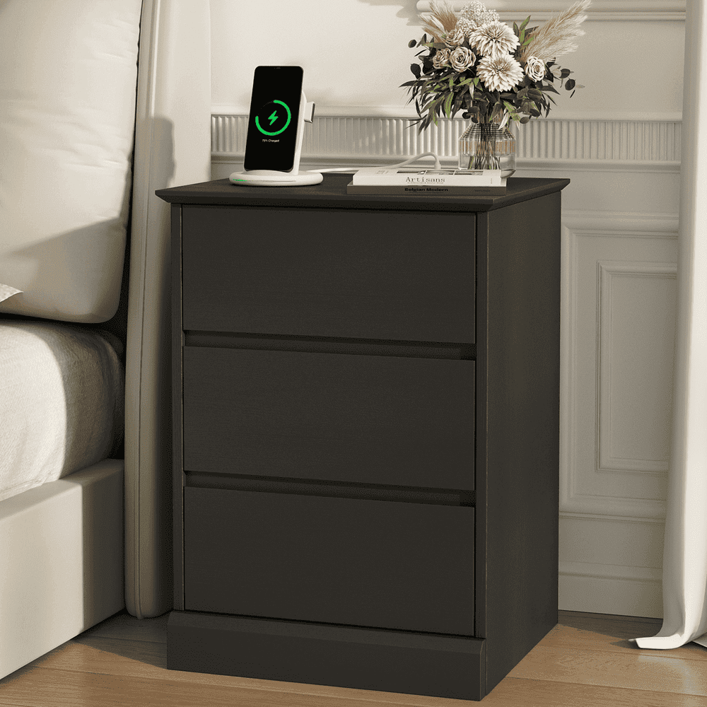 3-Drawer Nightstand with Charging Station: $61.59 3-Drawer Nightstand with Charging Station: $61.59