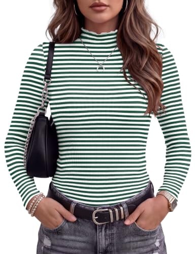 Zeagoo Women's Mock Neck Long Sleeve Ribbed Shirt: $12.74 Zeagoo Women's Mock Neck Long Sleeve Ribbed Shirt: $12.74