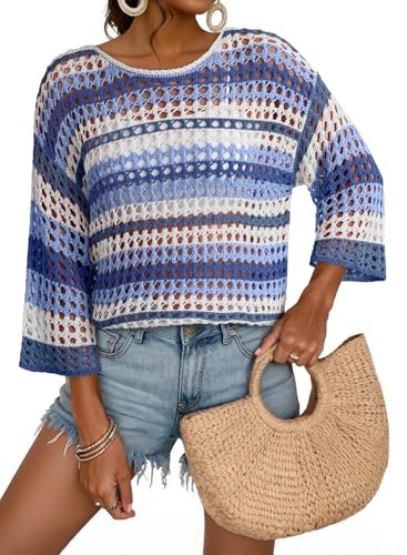 Dokotoo Women's Striped Crochet Beach Cover-Up Sweater: $18.98 Dokotoo Women's Striped Crochet Beach Cover-Up Sweater: $18.98