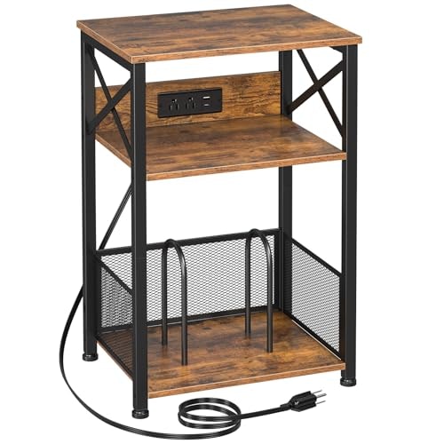 Amhancible Record Player Stand with Charging Station: $39.98