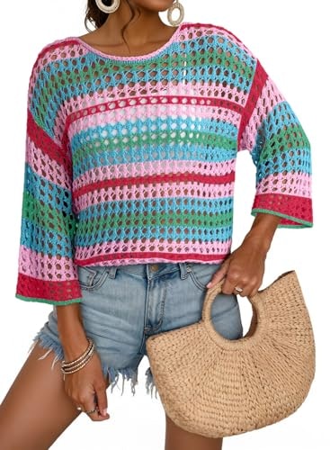 Dokotoo Women's 3/4 Sleeve Knit Crochet Sweater: $23.73 Dokotoo Women's 3/4 Sleeve Knit Crochet Sweater: $23.73