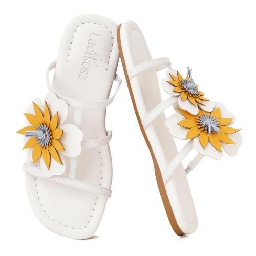 Lacikosz Women's Flower Flat Slide Sandals: $45.02