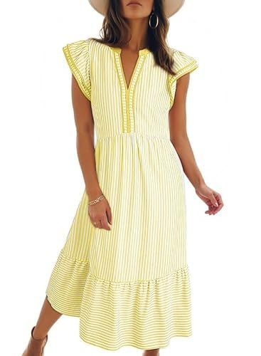 Dokotoo Women's V-Neck Cap Sleeve Empire Waist Dress: $33.99