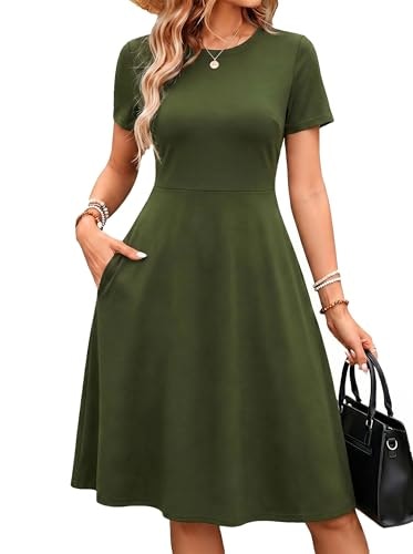 MSLG A-Line Fit and Flare Short Sleeve Dress: $19.98