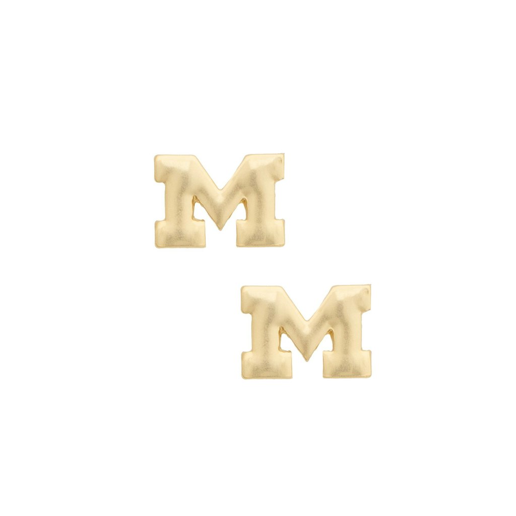 Michigan Wolverines 24K Gold Plated Logo Stud Earrings: $34