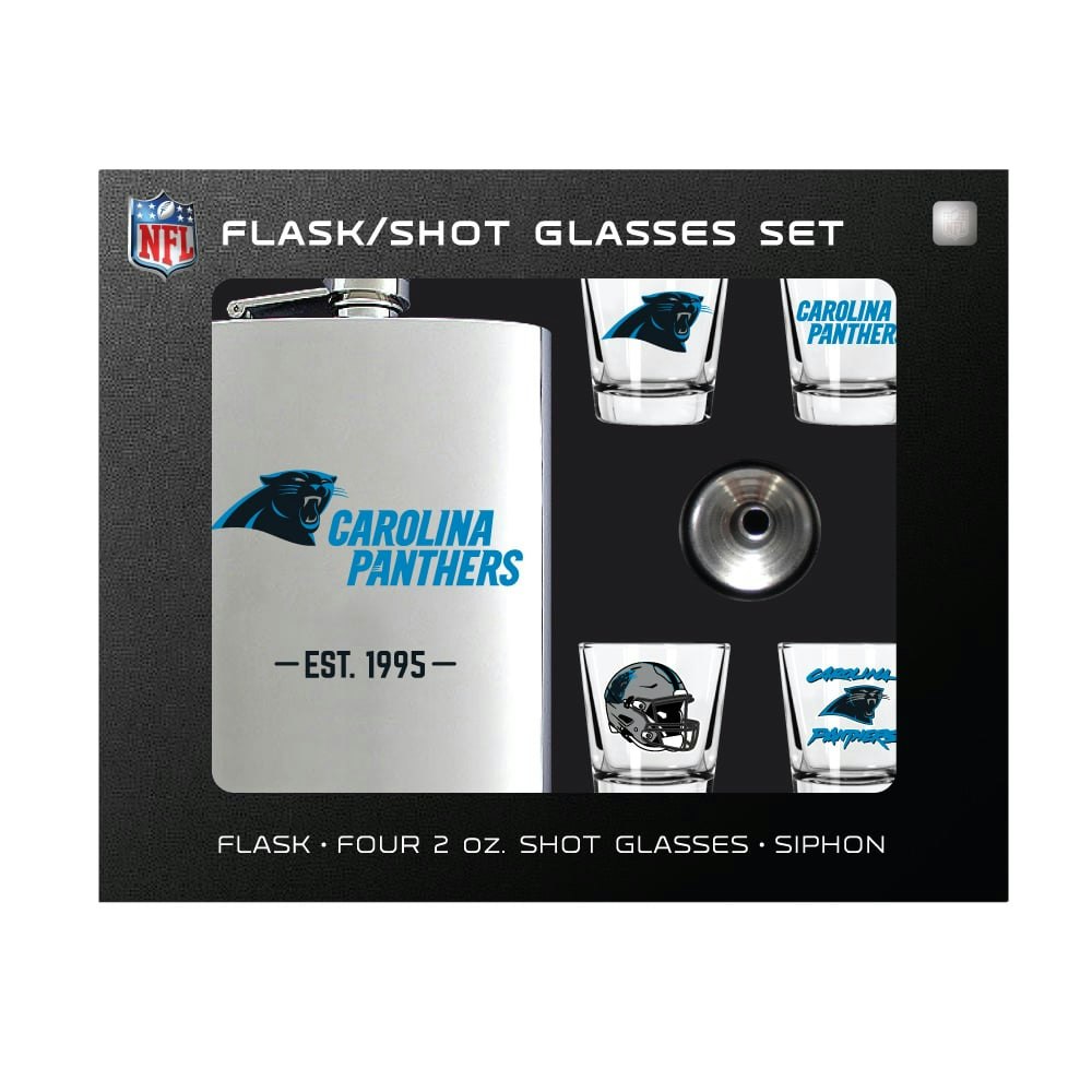 Carolina Panthers Shot Glass and Flask Gift Set: $39.99