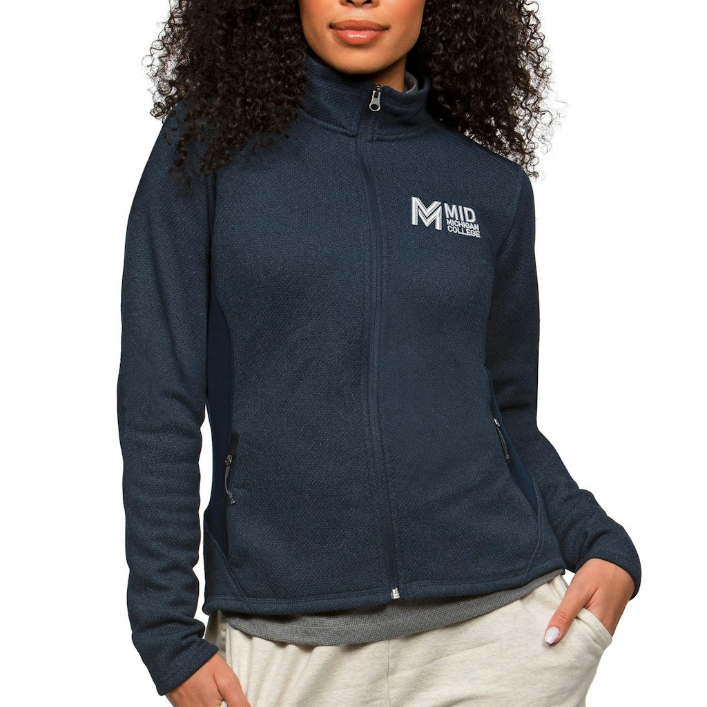 Antigua Mid Michigan College Women's Heathered Navy Full-Zip Jacket: $104.99 Antigua Mid Michigan College Women's Heathered Navy Full-Zip Jacket: $104.99