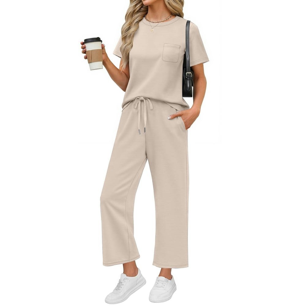 Fantaslook Women's 2-Piece Short Sleeve Wide Leg Lounge Set: $18.99 Fantaslook Women's 2-Piece Short Sleeve Wide Leg Lounge Set: $18.99