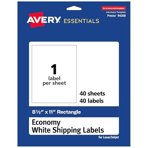 Avery Matte White 8.5" x 11" Rectangle Labels 40-Pack: $13.43 Avery Matte White 8.5" x 11" Rectangle Labels 40-Pack: $13.43