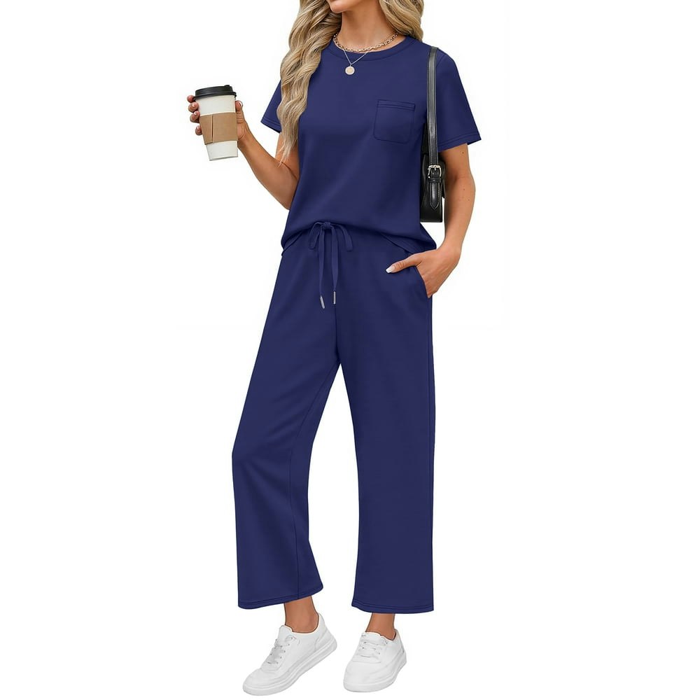 Fantaslook Women's 2-Piece Short Sleeve Wide Leg Lounge Set: $18.99 Fantaslook Women's 2-Piece Short Sleeve Wide Leg Lounge Set: $18.99