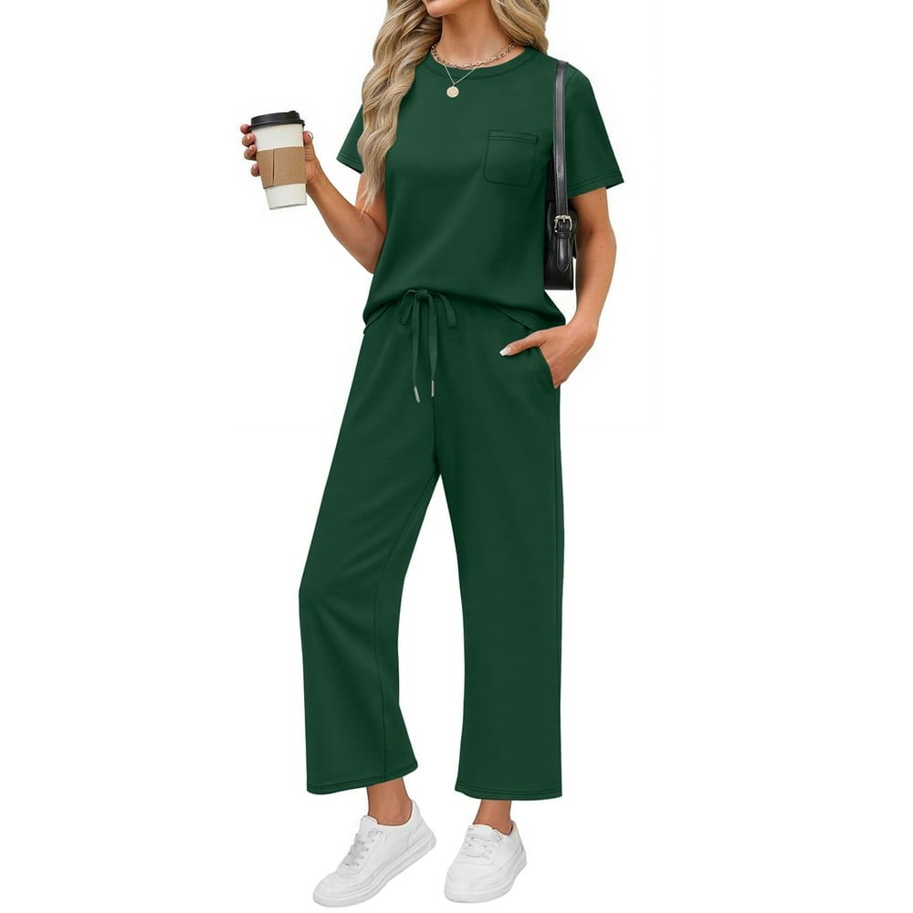 Fantaslook Women's 2-Piece Short Sleeve Wide Leg Lounge Set: $18.99 Fantaslook Women's 2-Piece Short Sleeve Wide Leg Lounge Set: $18.99