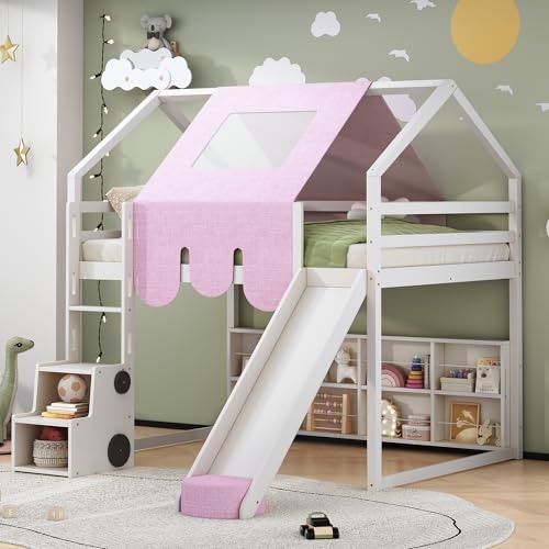 Full Size Kids Loft Bed with Slide and Tent: $477.21 Full Size Kids Loft Bed with Slide and Tent: $477.21