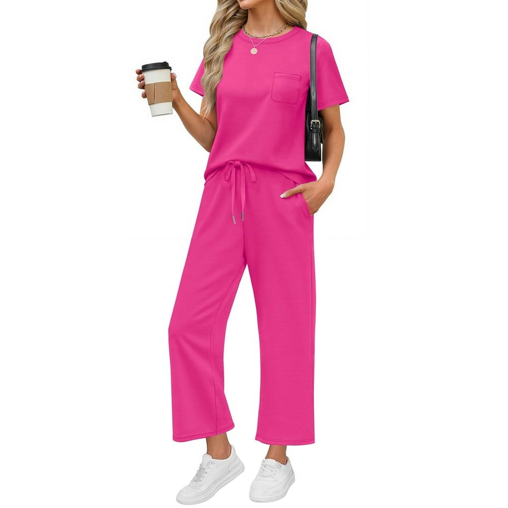Fantaslook Women's 2-Piece Short Sleeve Wide Leg Lounge Set: $18.99