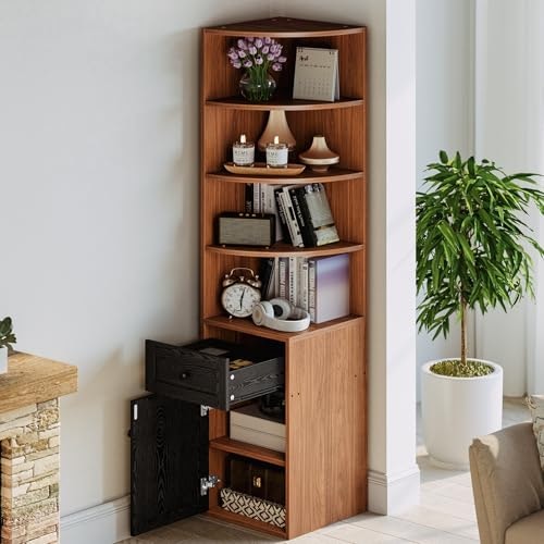 Ironck 71-inch 4-Tier Corner Bookshelf with Drawers and Storage Cabinet: $80.99 Ironck 71-inch 4-Tier Corner Bookshelf with Drawers and Storage Cabinet: $80.99
