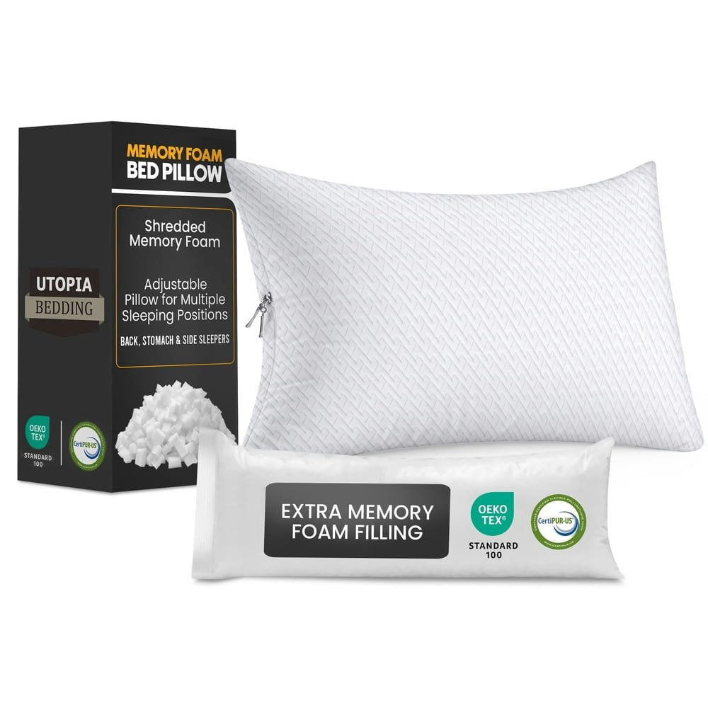 Utopia Bedding Queen Shredded Memory Foam Pillow: $17 Utopia Bedding Queen Shredded Memory Foam Pillow: $17