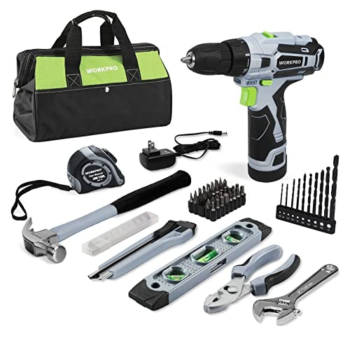 Workpro 12V Cordless Drill Driver and Home Tool Kit: $39.99