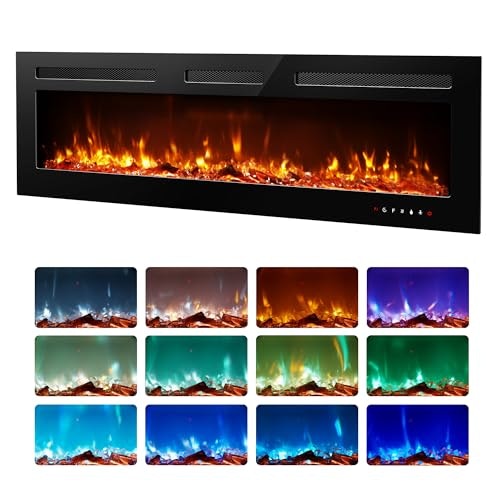 Euhomy 60-Inch Recessed Wall-Mounted Electric Fireplace: $186.95 Euhomy 60-Inch Recessed Wall-Mounted Electric Fireplace: $186.95