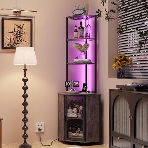 Vecelo 6-Tier Corner Shelf with LED Light and Charging Station: $80.99 Vecelo 6-Tier Corner Shelf with LED Light and Charging Station: $80.99