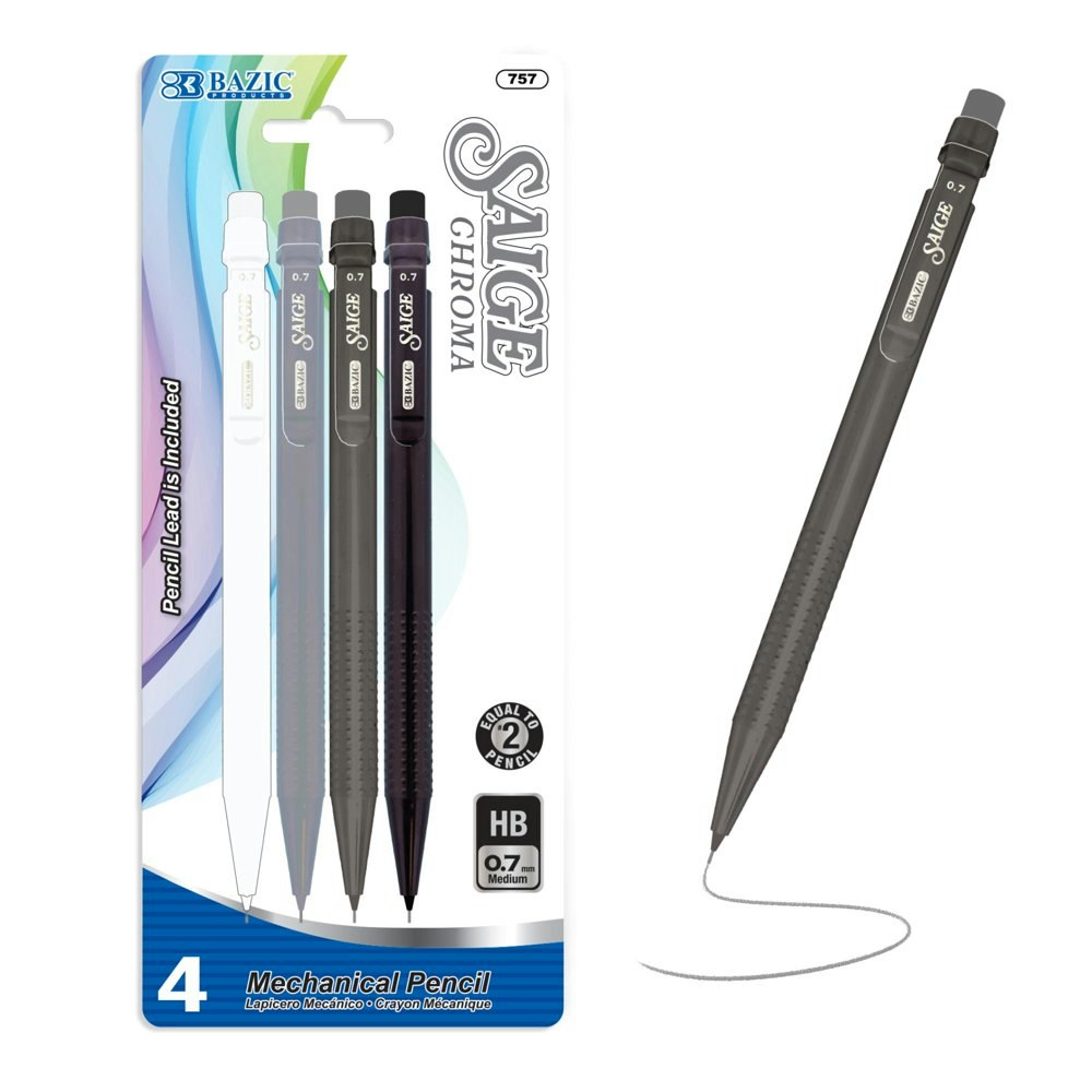 Bazic Saige Chroma 0.7mm Mechanical Pencils 4-Pack: $7.99 Bazic Saige Chroma 0.7mm Mechanical Pencils 4-Pack: $7.99