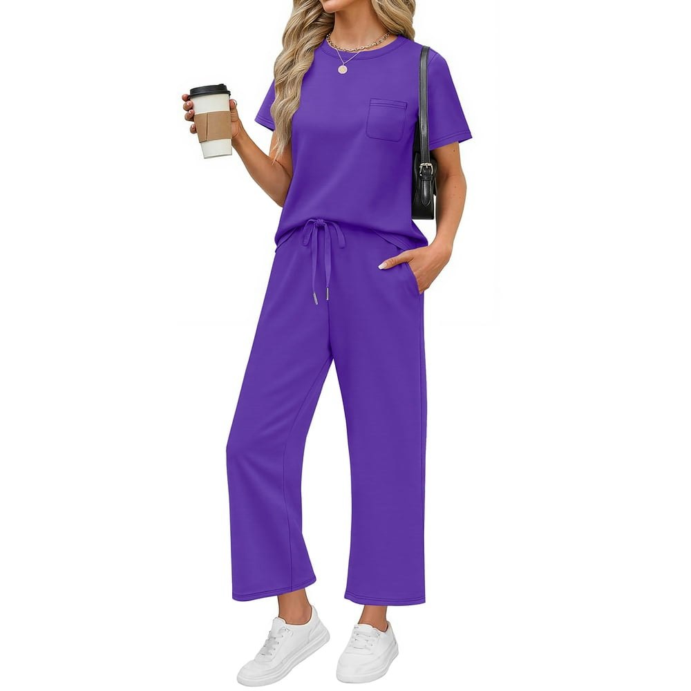Fantaslook Women's 2-Piece Short Sleeve Wide Leg Lounge Set: $18.99 Fantaslook Women's 2-Piece Short Sleeve Wide Leg Lounge Set: $18.99