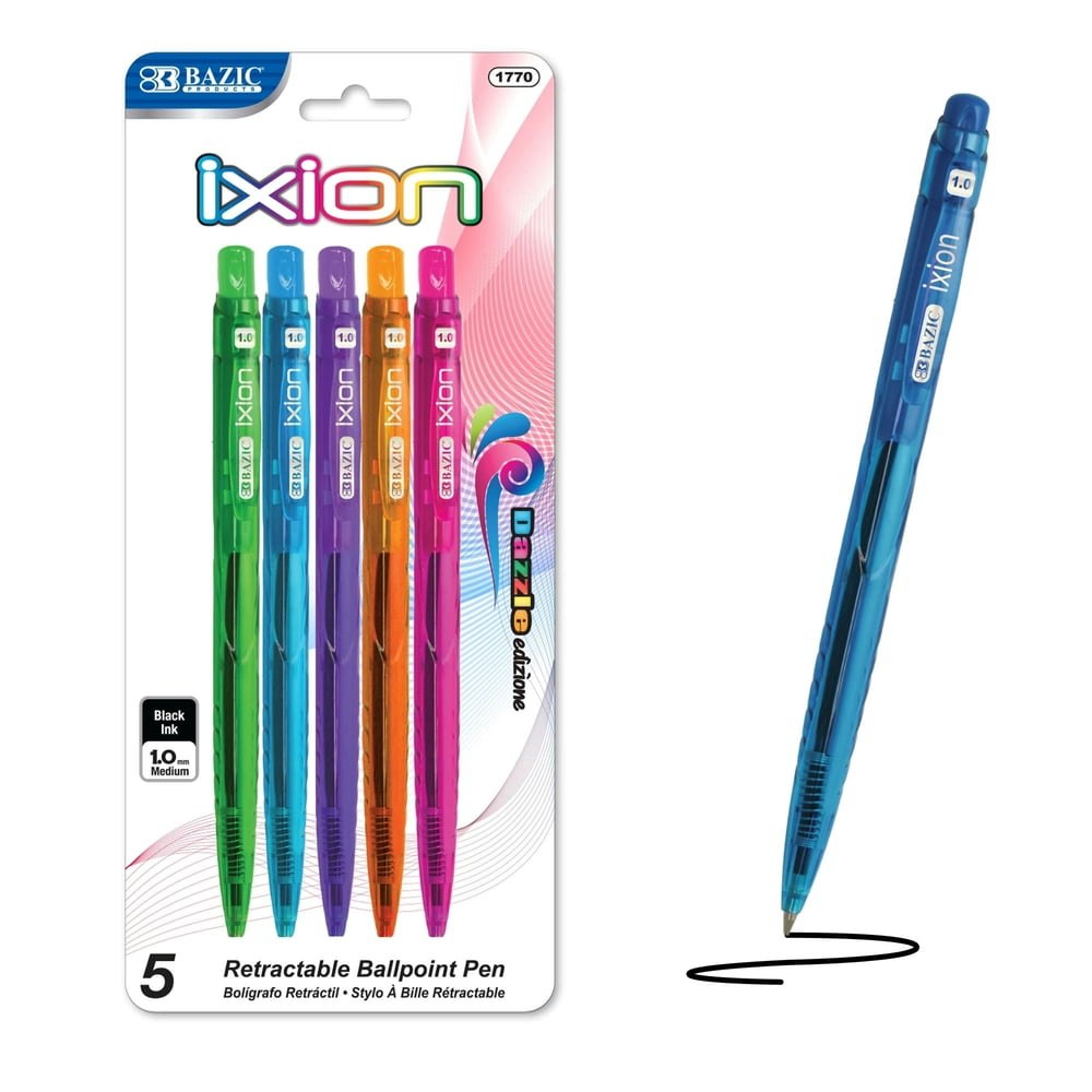 Bazic Ixion 1.0mm Retractable Ballpoint Pens 5-Pack: $5.54 Bazic Ixion 1.0mm Retractable Ballpoint Pens 5-Pack: $5.54