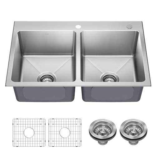 Kraus 33-Inch Double Bowl Drop-In Stainless Steel Sink: $299.93 Kraus 33-Inch Double Bowl Drop-In Stainless Steel Sink: $299.93